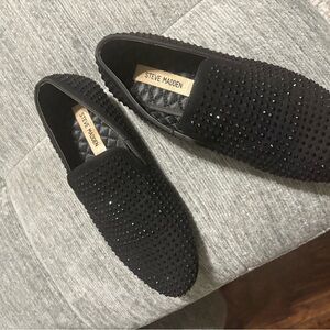 Steve Madden Men's Black Embellished Loafers
